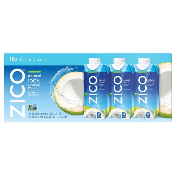Zico Natural 100% Coconut Water, 11.2 fl oz, 18-count