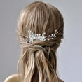 thumbnail image 4 of Elegant Silver Bridal Hair Clip with and Pearl Embellishment Handmade Wedding Comb Rhinestone Headpiece for Bride Bridesmaid, 4 of 5
