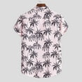 thumbnail image 4 of Jinhomg Men's Holiday Beach Shirts 2025 Fashion Tropical Palm Tree Print Hawaiian Shirt Lightweight Comfy Button Down Lapel Collar Summer Vacation Shirts Sales Today Pink XXXL, 4 of 9