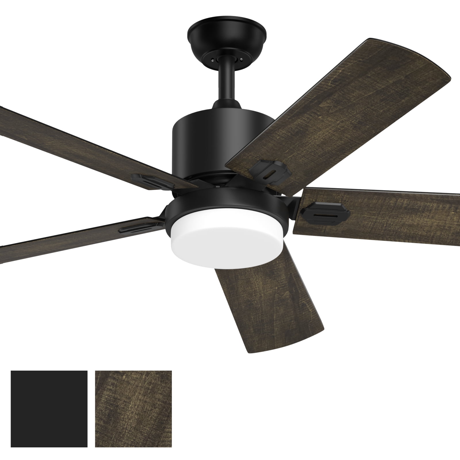 XAUJIX Ceiling Fan with Light and Remote Control, Modern Flush Mount Ceiling Fan 52 '' 6-Speed Reversible DC Motor 5 Wood Fan Blades Retro Pine/Black