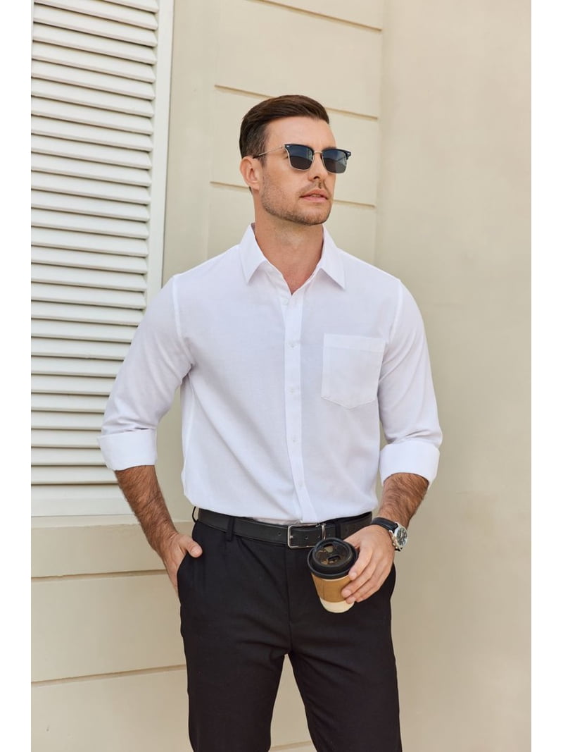 white christmas dresses Thursday Boot Company Men's White Cotton Oxford Shirt Size L main image 0