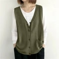 thumbnail image 2 of Ladies' Spring And Winter Solid Color V-neck Button Knitted Sleeveless Tank Top Loose Hooded, 2 of 5