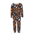 thumbnail image 5 of Halloween Plus Size Women's Pajama Set Pumpkin Ghost Bat Print Long Sleeve Crew Top Elastic Cuff Jogger Pants Soft Breathable Festive Night Loungewear, Ladies Pajamas Sets Red XL, 5 of 6