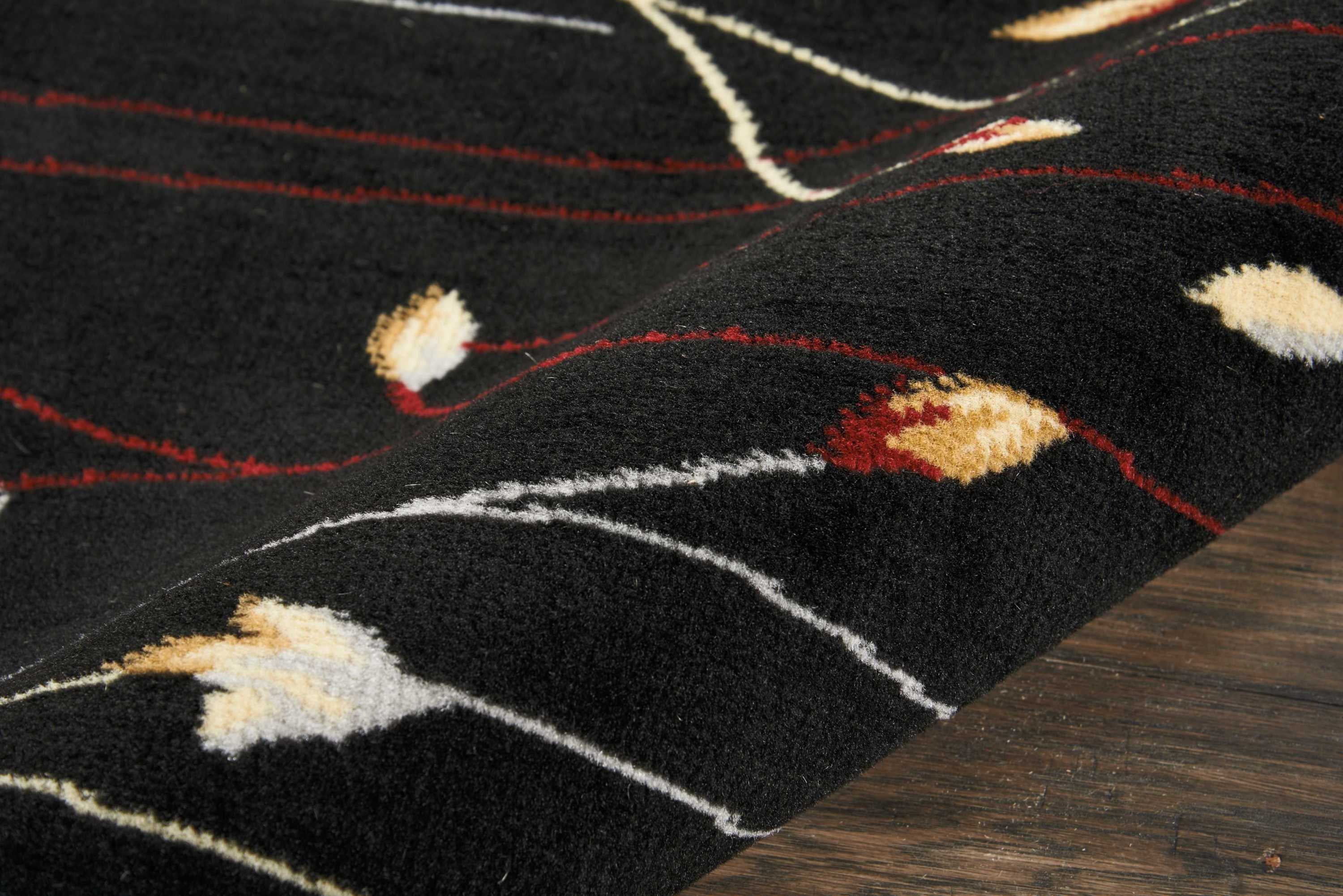 Black Botanical Area Rug by Pinewood Grove