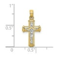 thumbnail image 2 of 10k Two Tone Gold Block Crucifix Religious Faith Cross With White Jesus and Inri High Polish 22x11mm Wide Pendant Neckla, 2 of 2