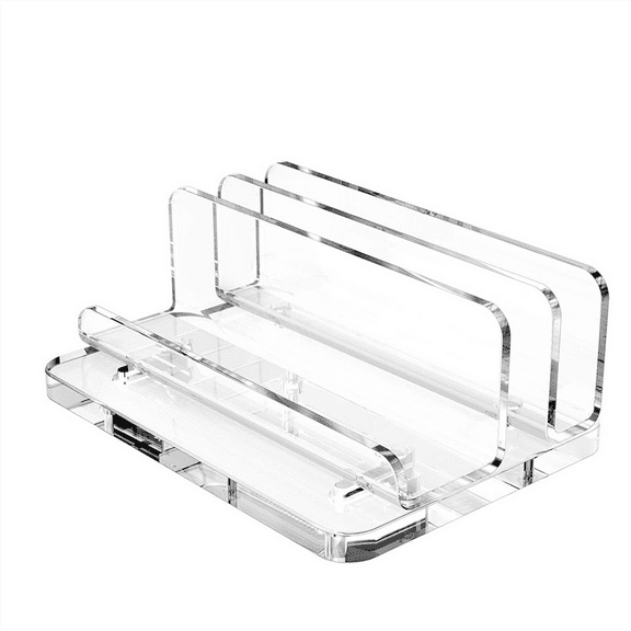 Vertical Laptop Stand, Acrylic Holder Desk with Adjustable Dock, Dual Desktop Notebook Stand Fits All