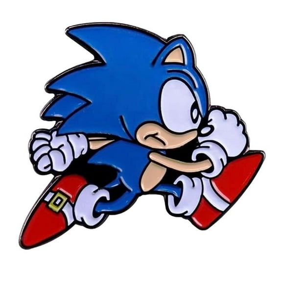 Sonic The Hedgehog Running 1 Inch Tall Enamel Metal Logo Pin