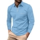 thumbnail image 1 of Camiseta de manga larga con solapa para hombre - Camisetas lisas informales para las fiestas - Tejido de poliéster - Tallas S-XXXL, 1 of 5