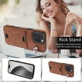 thumbnail image 2 of Case for iPhone 16 Pro Max Wallet with Credit Card Holder & Finger Ring Kickstand, Premium PU Leather Slim Cover Shockproof Scratch Resistant Full Protection Phone Case for iPhone 16 Pro Max, Brown, 2 of 10