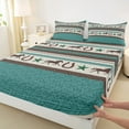 thumbnail image 3 of Homewish Southwestern Retro Horseshoe Twin Sheet Sets,Rustic Farmhouse Cabin Twin Fitted Sheet,Vintage Cyan Texas Star 03 For Adult,Ultra Soft Home Decor,3pcs, 3 of 7