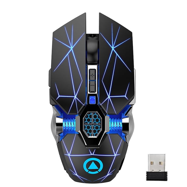 Cursor inalámbrico Transmisión rápida Cursor de juegos Cursor de luz colorida con chip de operación silenciosa Agarre cómodo para interior Juegos de teclado y mouse para computadora Negro
