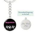 thumbnail image 2 of Napoleon Cat Mom Keychain Stainless Steel or 18k Gold Circle Pendant, 2 of 16
