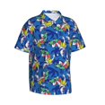 thumbnail image 2 of Daiia Sharks Skateboarding With Palm Hawaiian Shirt for Men Gentle Cotton Regular Short Sleeve Casual-Small, 2 of 9