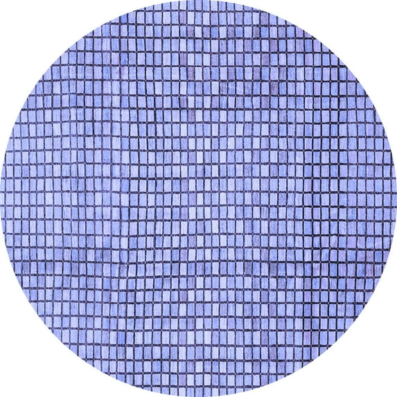 Ahgly Company Machine Washable Indoor Round Abstract Blue Modern Area Rugs, 7' Round
