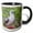 Black/White, variant on 3drose, Ecuador, Galapagos, Darwin Bay Beach, Red-footed Booby Perching., 11oz Two-tone Yellow Mug