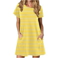 thumbnail image 2 of QLEICOM Women's Summer Casual Tshirt Dresses O Neck Short Sleeve Loose Dress Sundress with Pockets Yellow A XL, US Size: 10, 2 of 5