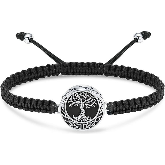 Cremation Jewelry Tree of Life Urn Bracelet for Ashes for Women Men Adjustable Stainless Steel Memorial Keepsake Rope Bracelet
