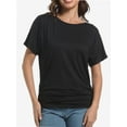 thumbnail image 5 of Womens Casual T Shirts Dolman Short Sleeve Shirts Boat Neck Ruched Tops Summer Lightweight Clothes, 5 of 6
