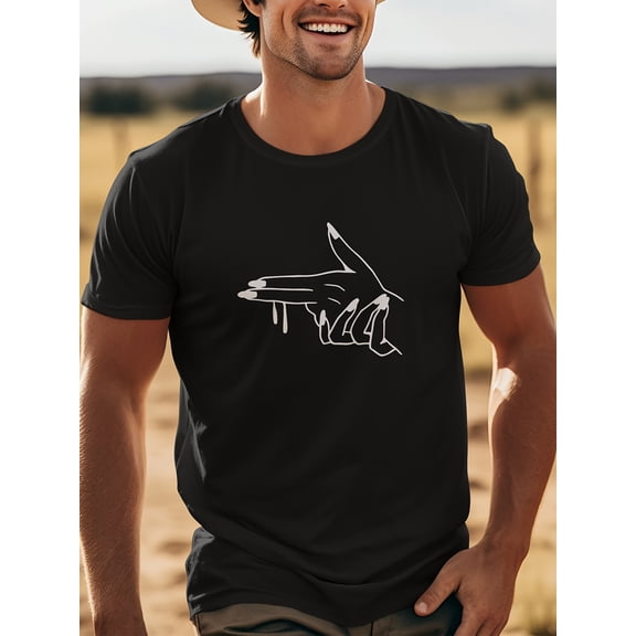 Front Printed Round Neck Short Sleeved T-Shirt Top, Comfortable And Breathable Fabric, Casual Sports Style Men'S 100% Cotton Streetwear T-Shirt, Valentine'S Day Gift, Father'S Day Gift