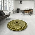 thumbnail image 4 of Ahgly Company Machine Washable Indoor Square Transitional Black Brown Area Rugs, 4' Square, 4 of 7
