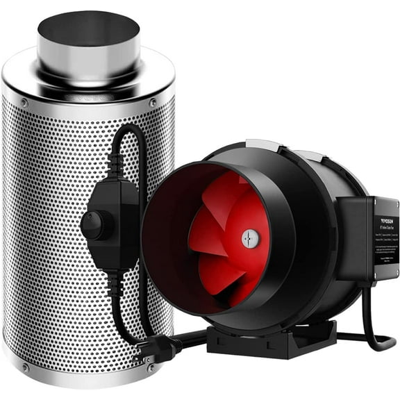 VIVOSUN Ventilation Kit 6 Inch 390 CFM Inline Duct Fan with 6" x 16"Carbon Filter Odor Control System with Australia Virgin Charcoal for Grow Tent Ventilation