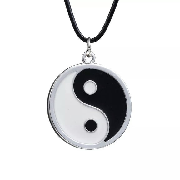 HOOUN Silver Best Friend Taiji Yin Yang Black White Friendship Necklace Chain Gift