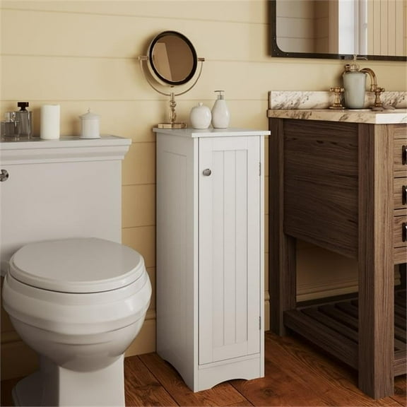 Ashland Slim Linen Cabinet - White - Narrow Cabinet for Bathroom Slim Storage with 2 Adjustable Shelves for Small Spaces