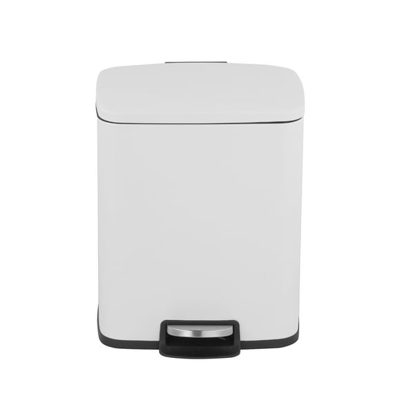 Innovaze 5.3 Gallon/20 Liter Rectangular Stainless Steel step-on Trash Can for kitchen, Matte White