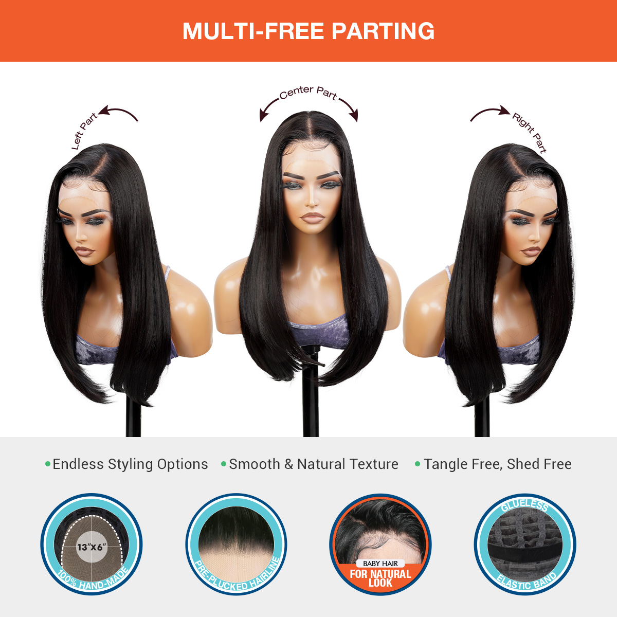 GLAM21USA HD LACE Front Wig Straight 13X6 Deep Transparent  display picture 2