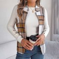 thumbnail image 7 of MexChoioe Womens Plaid Vest Lapel Collar Open Front Sleeveless Wool Blend Casual Outer Gilet for Womens, 7 of 7