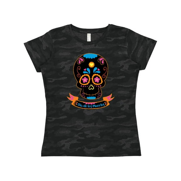 Inktastic Day Of The Dead Skull BLK Women's T-Shirt