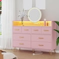 thumbnail image 1 of 8 Drawer Wood Dressers for Bedroom with Led Light and Power Outlet, Wooden Dressers with Open Shelves and Gold Handle for Adult and Kids Bedroom, 16.6" Wide Modern Chest of Drawers for Living Room, 1 of 9