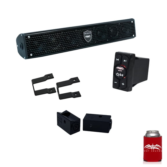Wet Sounds - Stealth 6 Surge Amplified Soundbar with Square 1.00" Pipe Mounting Hardware & WW-BTRS Bluetooth Receiver
