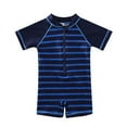 thumbnail image 2 of Wishere Boy's Rash Guard Shirt Upf 30+ Swimsuit, Blue Stripe, 0-3 Months, 2 of 4