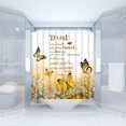thumbnail image 2 of Inspirational Quote Shower Curtain Yellow Flower Butterfly Trust in The Lord Motivational Words Nature Creative Rustic Bathroom Decor Fabric Curtain with Hooks, 2 of 3