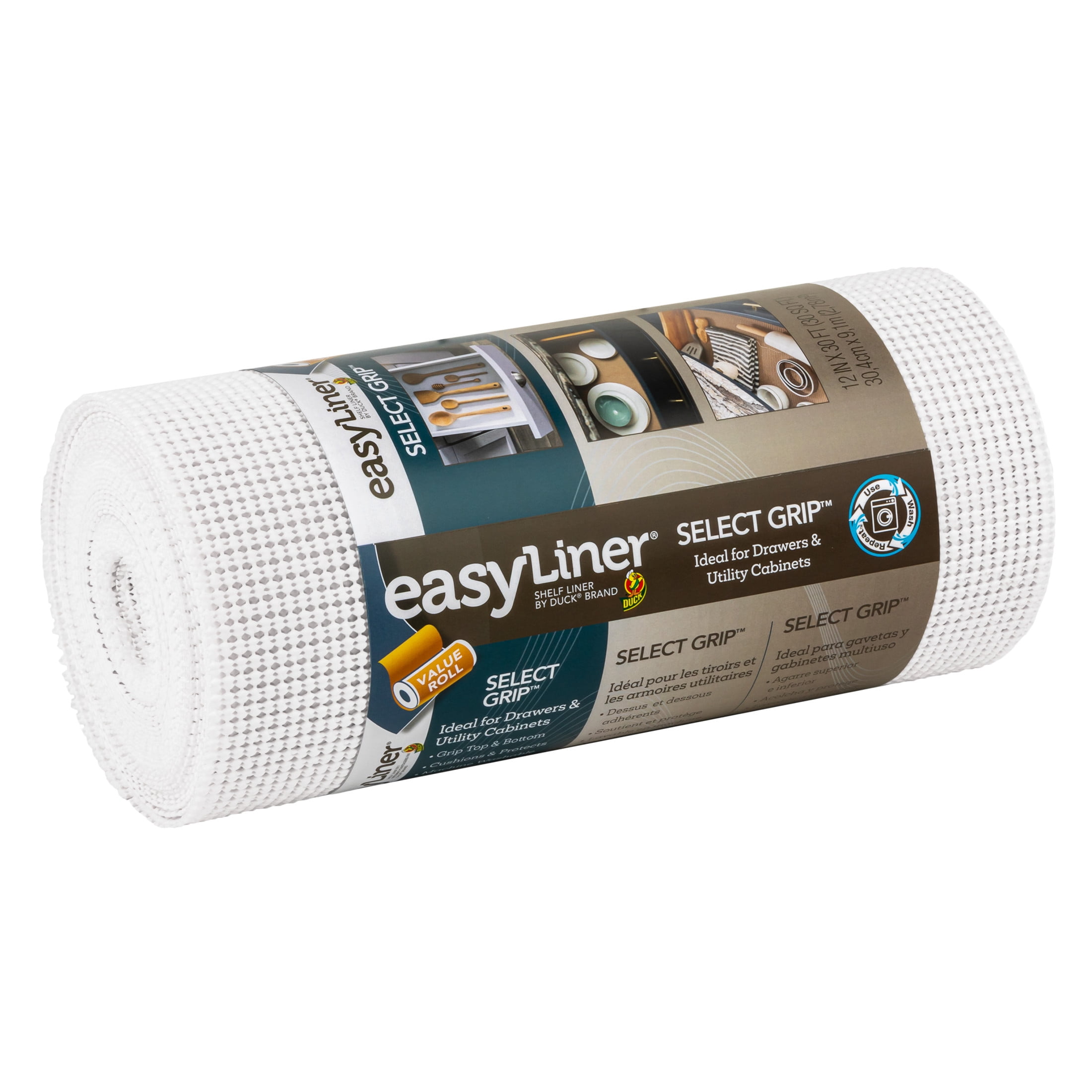 (2 pack) Select Grip EasyLiner Shelf Liner, White 12" x 30'  1 Rolls