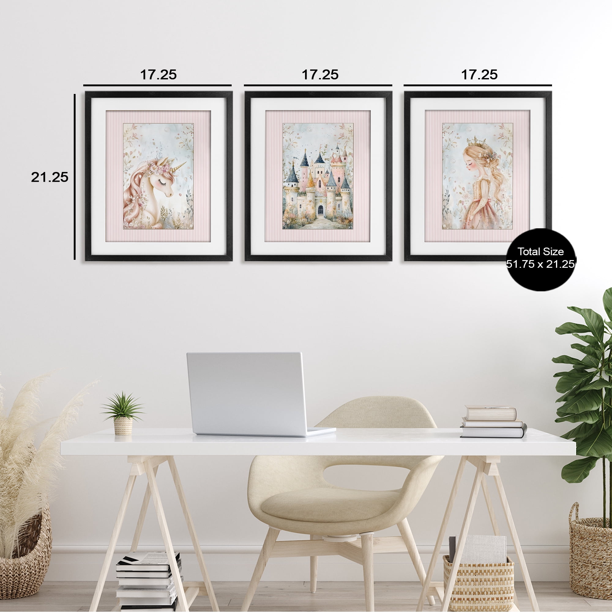 Stupell Industries Fantasy Enchanted Dreams 3 Piece Black Framed Print Under Glass Set, design by Christine Simpson Art