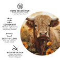 thumbnail image 3 of Honeii Vintage Sunflower Cow print Leather Coaster Set of 4, ideal for safeguarding your furniture from drinks spills and effortless cleanup-Round Shape, 3 of 6