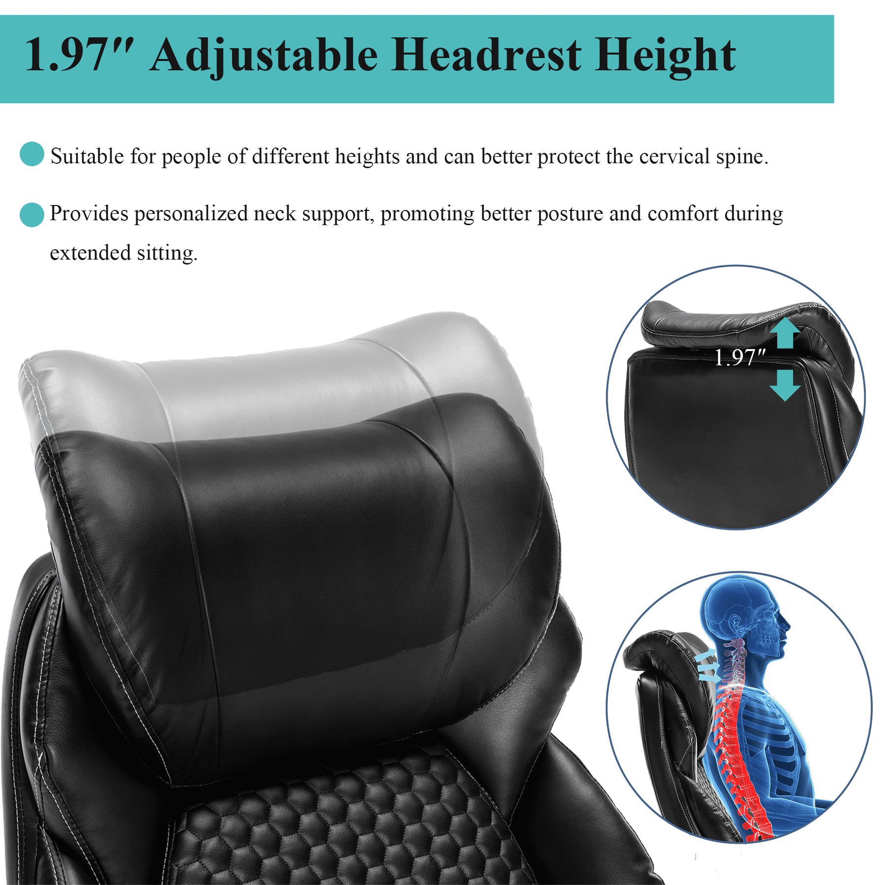 X Xishe Executive Office Chair Ergonomic Desk Chair with Padded Flip-up Arms 500LBS PU Leather Chair with Adjustable Lumbar Support Swivel Rolling Computer Chair for Big and Tall People,Black