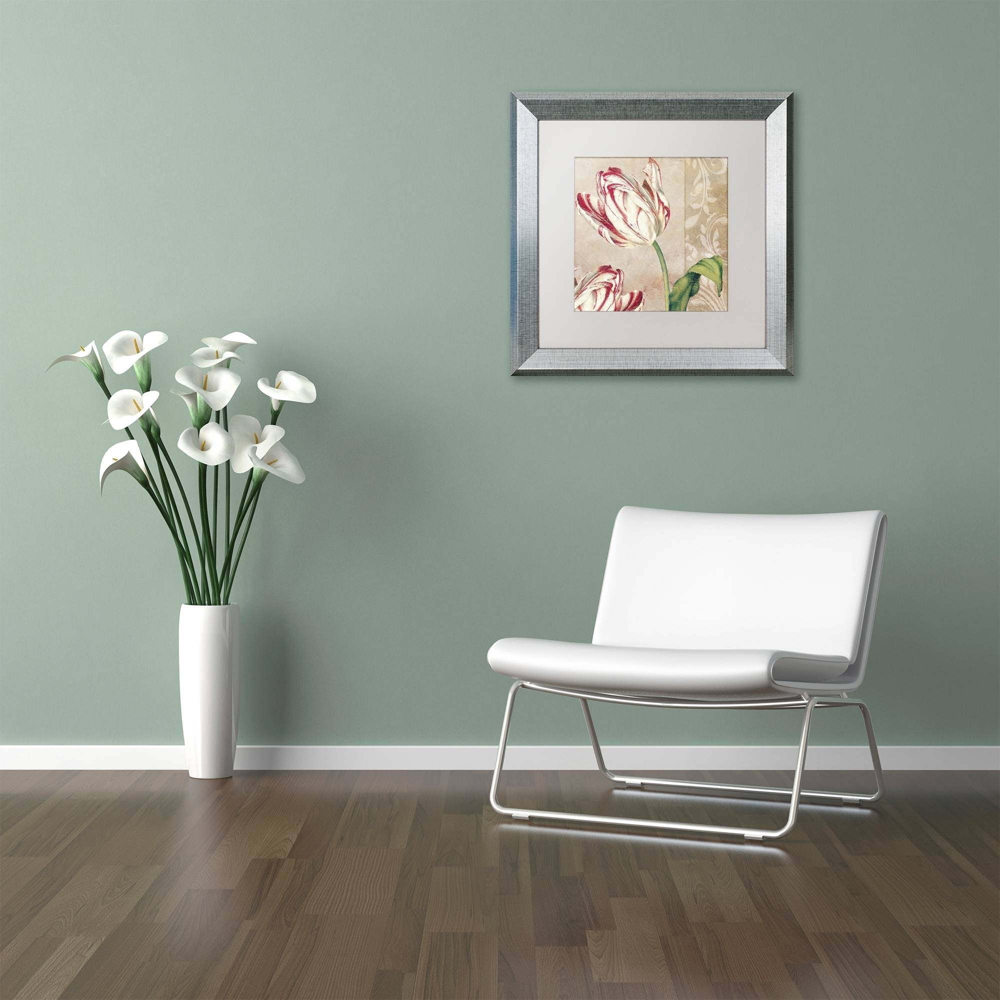 Trademark Fine Art "Peppermint Tulips I" Canvas Art by Color Bakery White Matte, Silver Frame
