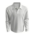 thumbnail image 2 of Men Polo Shirt Long Sleeve Button Down Tees Shirt Loose Fit White Men Fashion Tops, 2 of 4