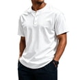 thumbnail image 3 of Hearthz Henley Shirts for Men 3 Button Mens Short Sleeves Shirts Basic Breathable Moisture Wicking Mens Athletic Shirts White 4XL, 3 of 6