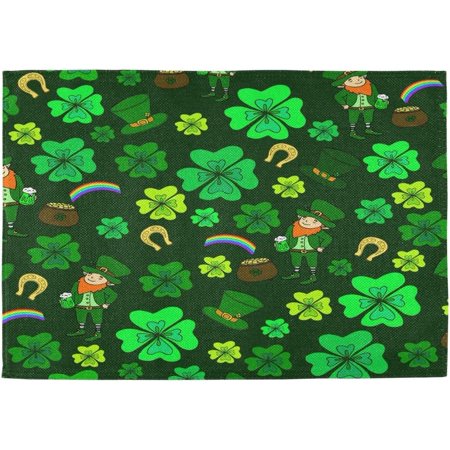 

Lucky Clover Shamrocks Placemats Set of 4 Washable Table Place Mats for Kitchen Dining Home Table Decoration 12 x 18 inches