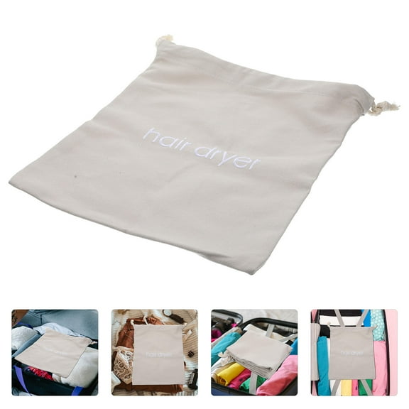 Soimiss Hair Dryer Storage Pouch, Light Grey Cloth Organizer for Home and Travel