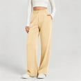 thumbnail image 7 of Chiccall Women's Solid Wide Leg Sweatpants Elastic Tiered Drawstring Waist Casual Long Jogger Trousers, 7 of 7