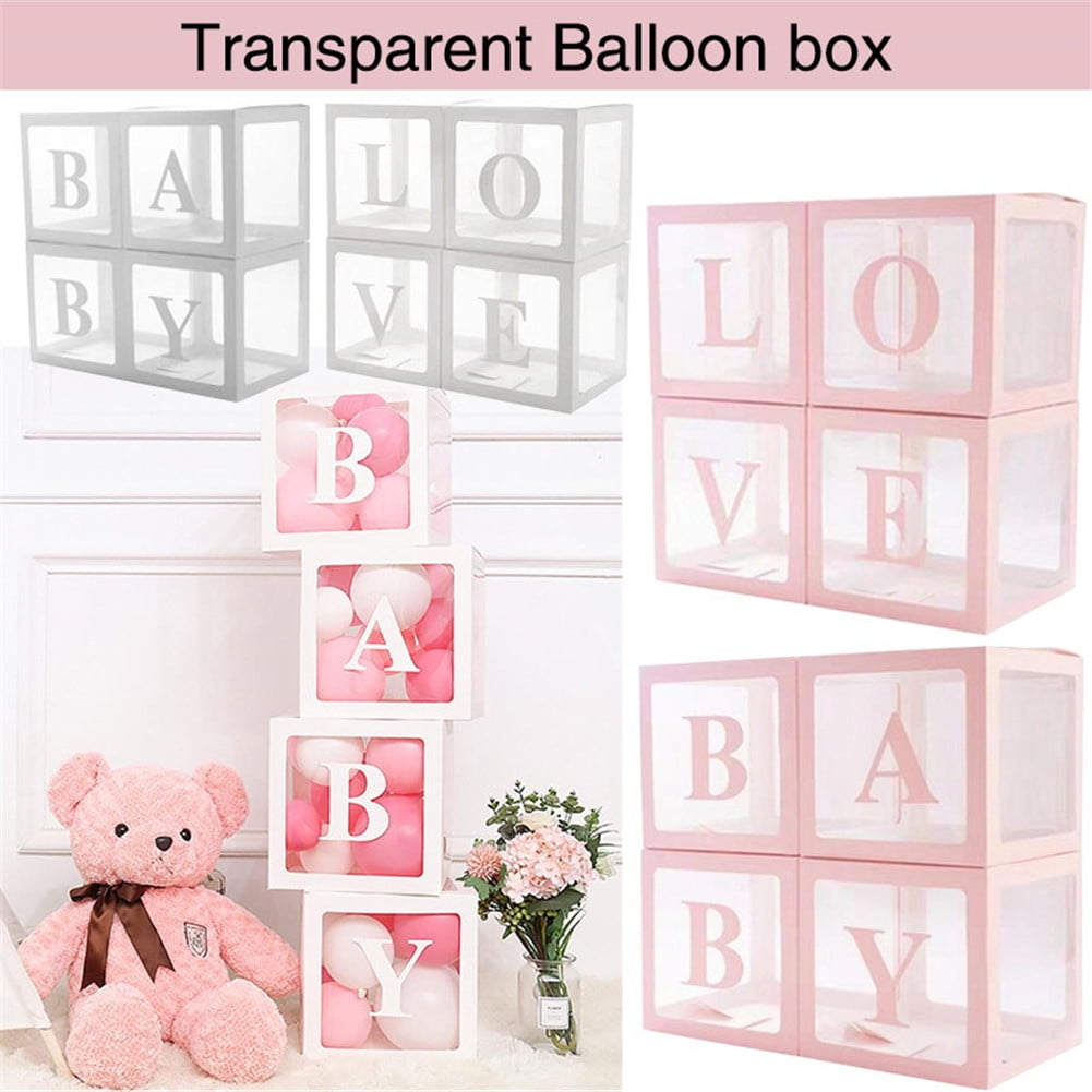 ATFUNSHOP Baby Shower Decoration 4PCS Balloon Box with Love Letters for Baby Girl Boy Registry Birthday Party Supplies Decor
