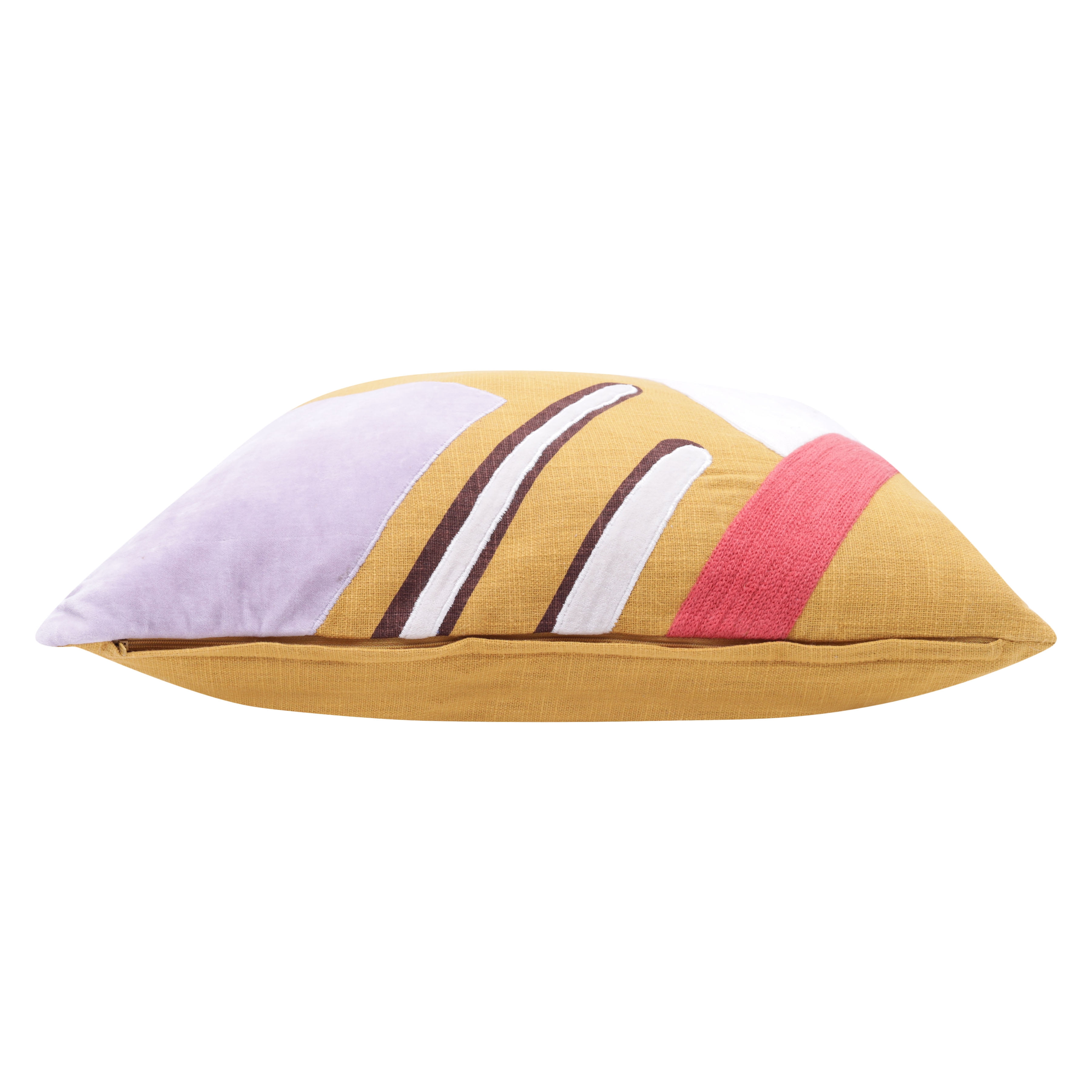 Harlow Hill Stacy Garcia Ochre/Lilac Abstract 20" x 20" Cotton Adult Decorative Feather Filled Pillow