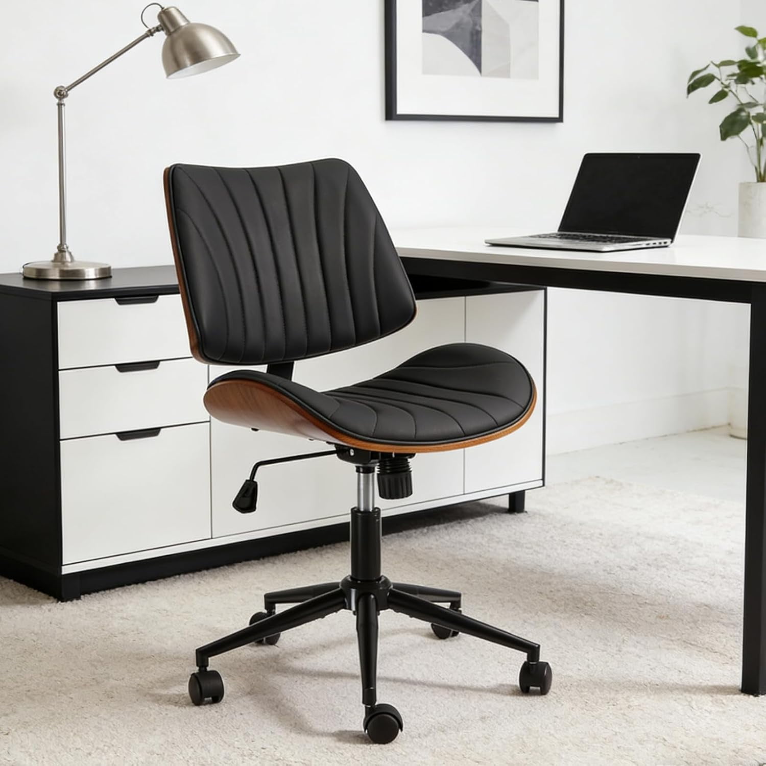 armless office desk chair wooden product