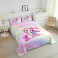 thumbnail image 4 of Erosebridal Girly Unicorn Bedding Sets Twin with Comforter, Romantic Initial F Duvet Insert, Kawaii Rainbow Decor, Reversible, 4 of 7