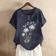 thumbnail image 1 of Fiudx Liquidación de Ofertas Flash Blusas con Estampado Informal para Mujer, Camisas con Botones, Camisetas de Manga Corta con Cuello Redondo, 1 of 4